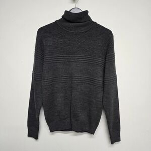 Amongst Others Turtleneck Sweater Mens S Gray Textured Knit Minimalist Cozy